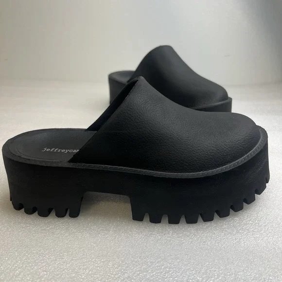 JEFFREY CAMPBELL Bae Clogg Black Lug Sole Platform Slip On Clogs Mules Size 6 - Picture 3 of 13